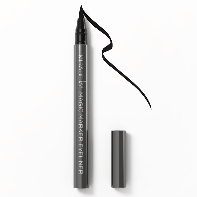 Mirabella Black Magic Marker Waterproof Liquid Eyeliner, Long-Lasting Smudge-Proof Matte Black Eyeliner with Felt Brush-Tip for Precise Controlled Application and Antioxidants Vitamin C and E - Image 1