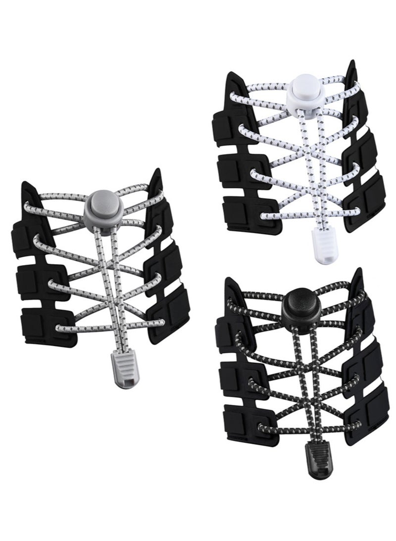 Shoe Laces 3 Pairs No Tie Shoe Laces Elastic Locks Tieless Shoelaces One Size Fits Shoelaces All for Adults and Kids Sneakers - Image 1
