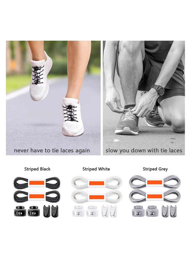 Shoe Laces 3 Pairs No Tie Shoe Laces Elastic Locks Tieless Shoelaces One Size Fits Shoelaces All for Adults and Kids Sneakers - Image 3