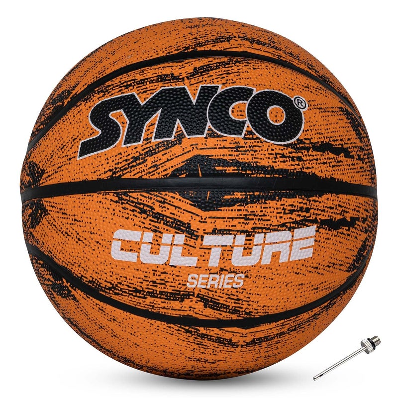 synco Culture Basketball Size 6 | Women's Official Basketball | Moulded Technology | 8 Panel | Indoor & Outdoor Games & Training (Orange) - Image 1