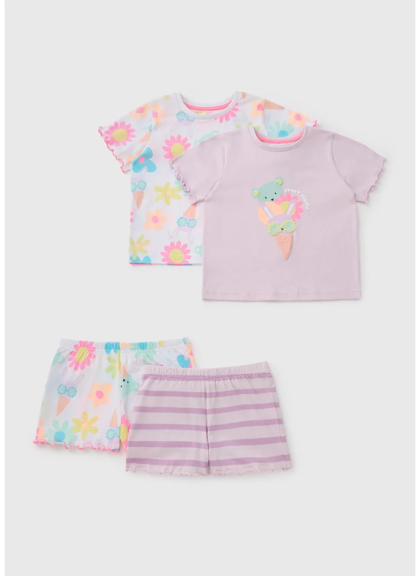 Matalan Girls 2 Pack Ice Cream Pyjama Sets