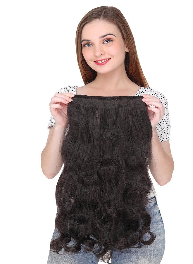 BeatStock Curly, Wavy Brown Hair Extension in Synthetic fibre, 22 inch Hair Extensions for Women's - Image 3