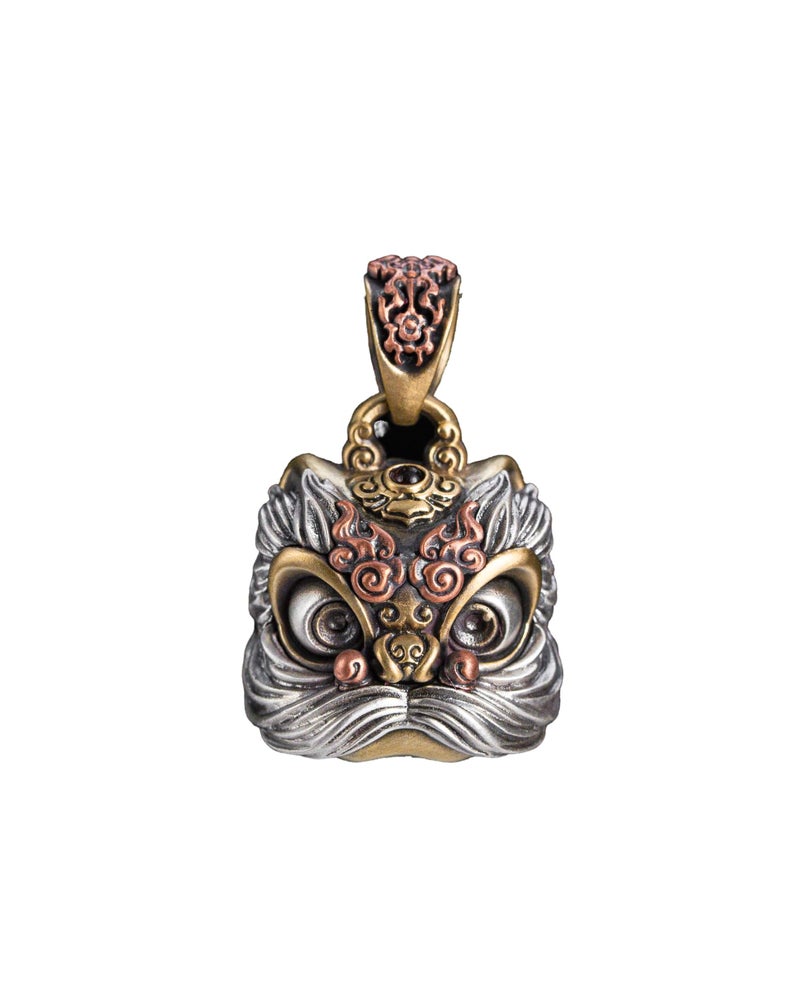 Brass Dancing Lion Pendant Necklace Charm Jewelry Gift for Men and Women - Image 2