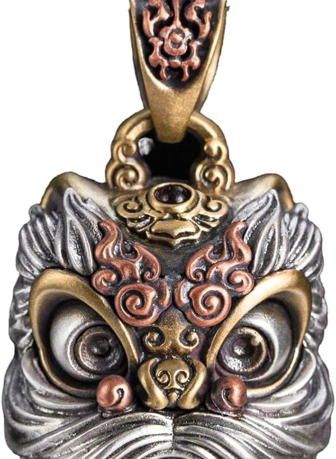 Brass Dancing Lion Pendant Necklace Charm Jewelry Gift for Men and Women - Image 1