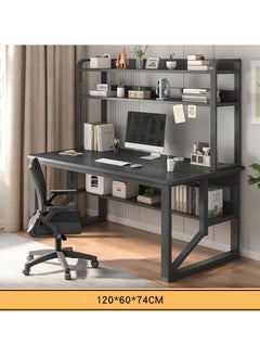 Alissa 120 cm Home Office Desk with Storage Shelves （black-120*60cm）  - Image 5