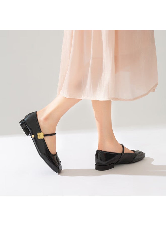 Red Dragonfly Retro Mary Jane Shoes Spring/summer Shallow Mouth Low Heel Women's Shoes French Square Head Soft Bottom Women's Single Shoes Wtb34373 Black 38 - Image 4