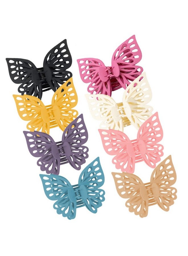 KALLORY 8Pcs Hair Claw Large Matte Hair Claw Clips Butterflies Hair Clamps For Women Girls - Image 1