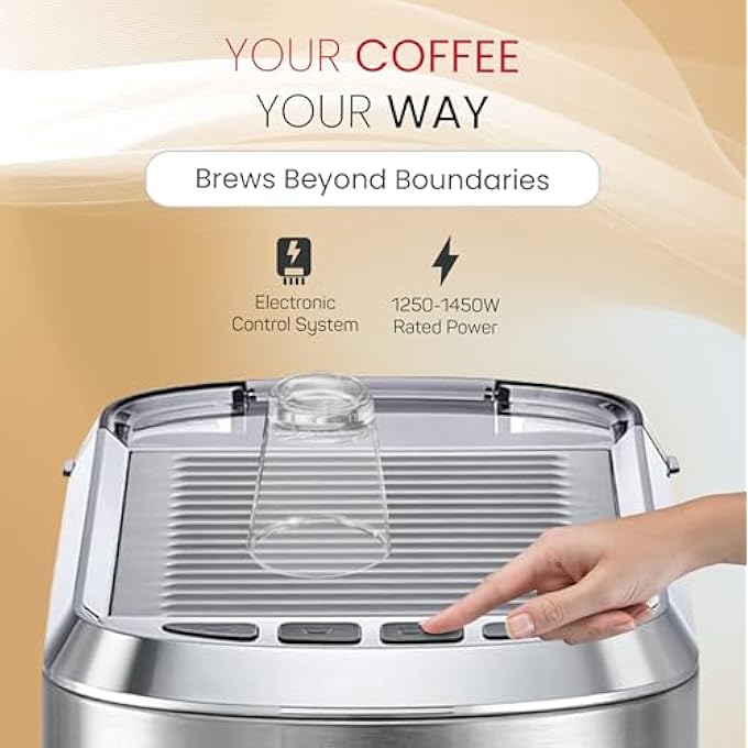 Nobel 1 Litrr Detachable Transparent Water Tank Coffee Machine With 15Bar Professional Pressure Espresso Automatic Dispenses With Cappuccino High Pressure Ncm15 Silver 1 Year Warranty - Image 5