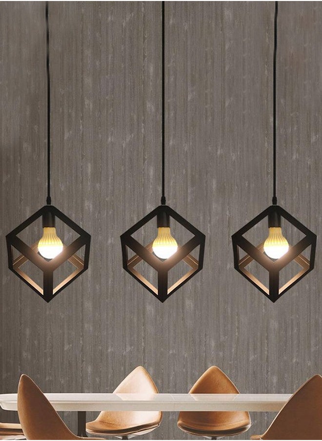 بيست باور - مصباح إضاءة سقف مكعب بتصميم صناعي - ثريا معدنية سوداء - Image 1