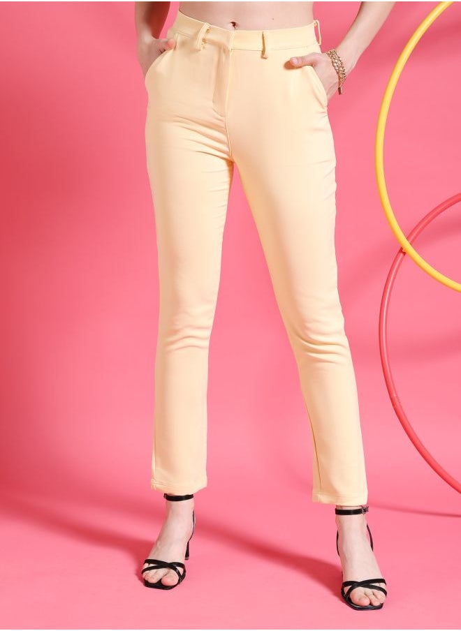 Freehand Women Tapered Solid Mid-Rise Pants  - Image 1