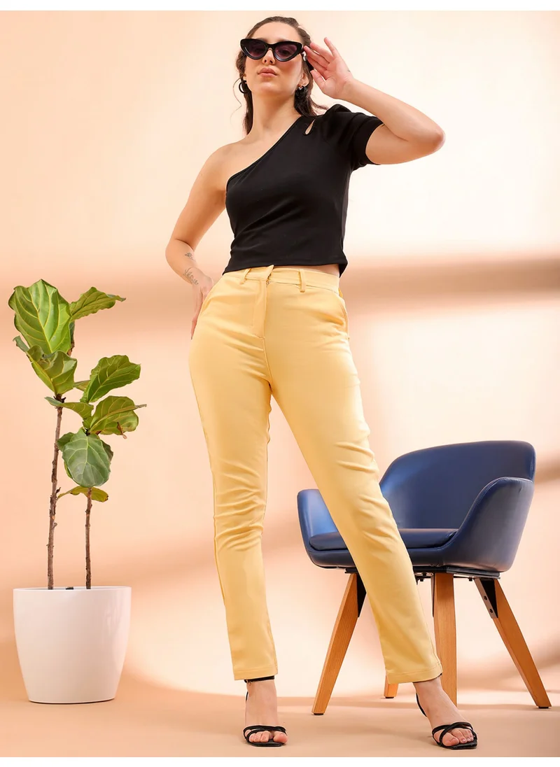 مرفوعة Double Cream Women Tapered Casual Solid Ankle Tapered Pants