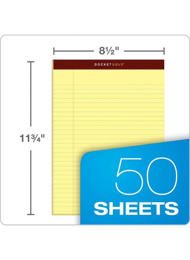 TOPS Tops Docket Gold Writing Pads, 8-1/2" x 11-3/4", Legal Rule, Canary Paper, Perforated, 50 Sheets, 6 Pack (63956) - Image 4
