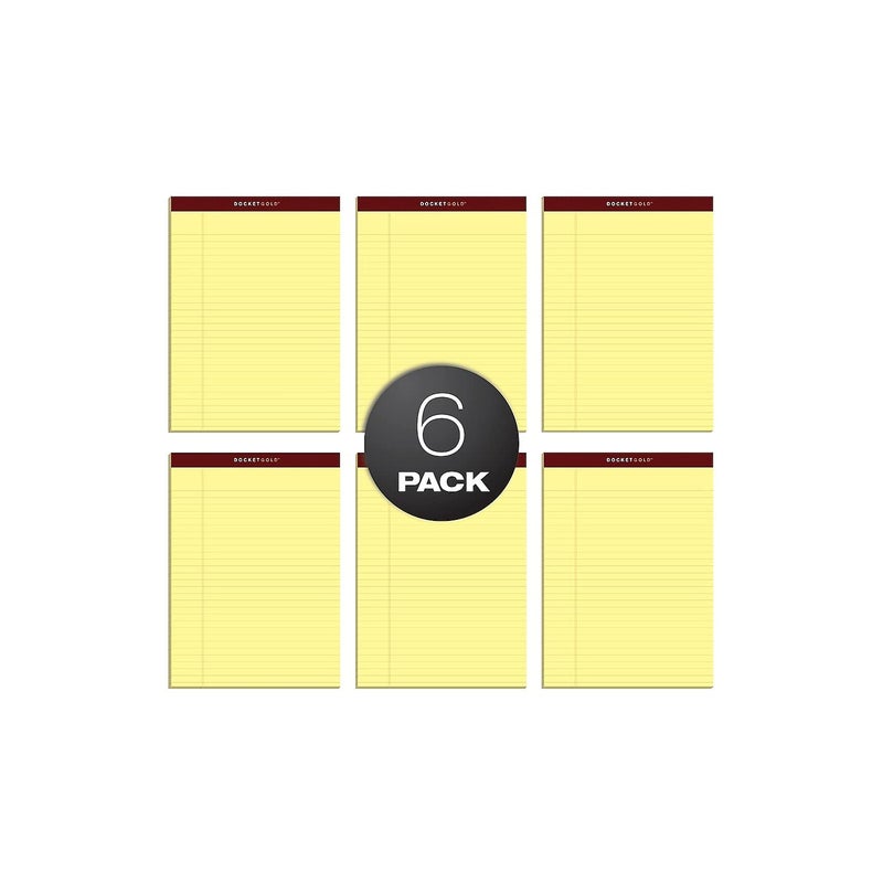 Tops Docket Gold Writing Pads, 8-1/2" x 11-3/4", Legal Rule, Canary Paper, Perforated, 50 Sheets, 6 Pack (63956) - Image 2