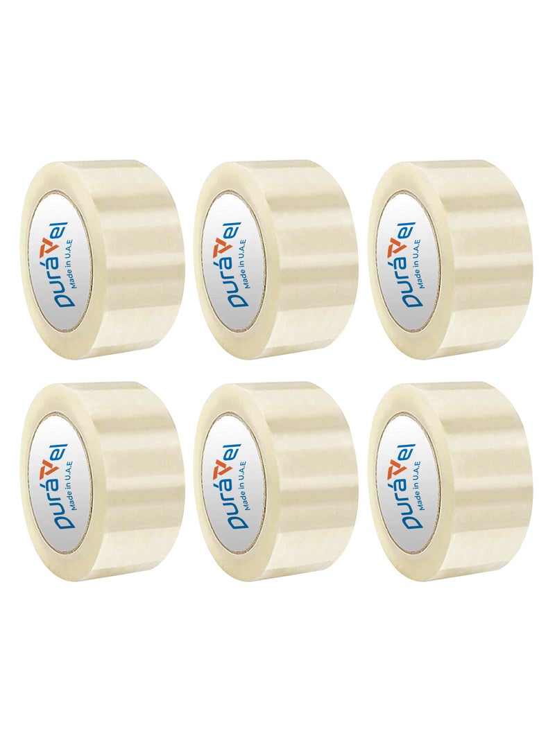 Duravel Duravel Clear Packing Tape, 2 inches x 50 yards Strong Heavy Duty Packaging Tape for Sealing Parcel Boxes, Moving Boxes Houses, Large Postal Bags, Office Supplies [6 Roll] - Image 1