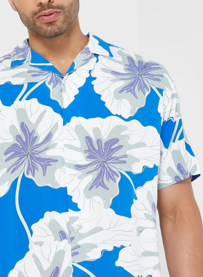 JACK & JONES Leaf Print Relaxed Fit Shirt