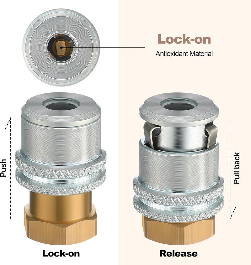 Dreyoo 2 Pack Air Chuck for Tires, Anti Leakage Lock on Air Chuck 1/4'' FNPT Quick Connector Heavy Duty Brass Locking Tire Inflator - Image 3