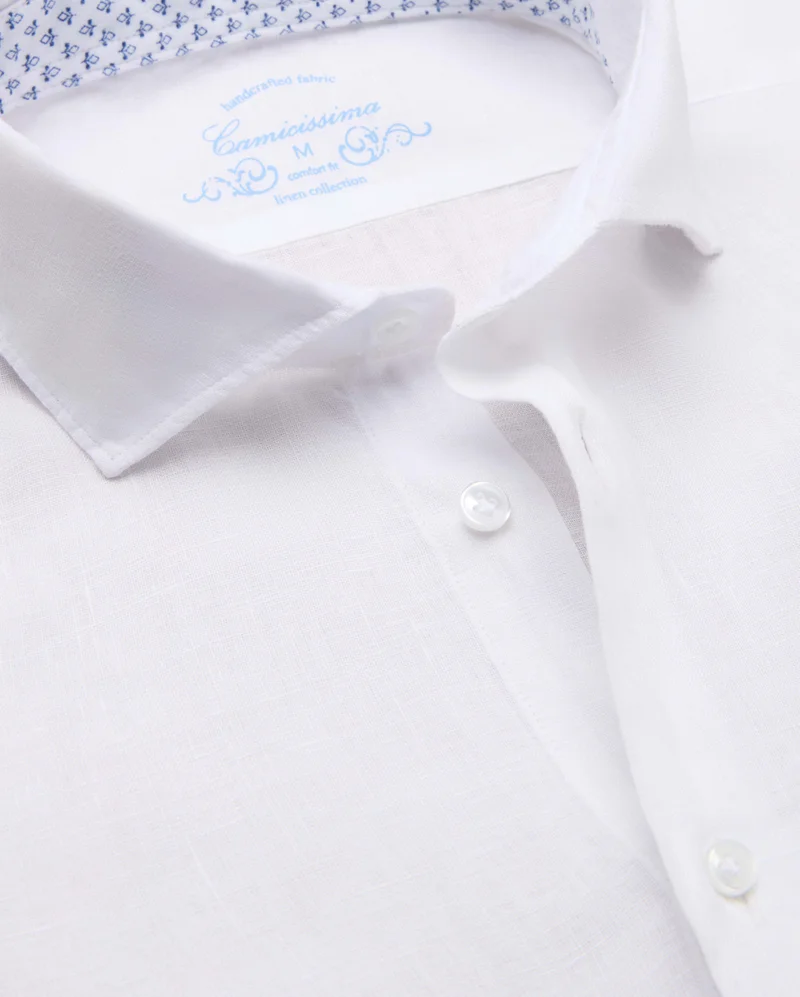 Camicissima Trendy White Linen Slim Comfort Shirt