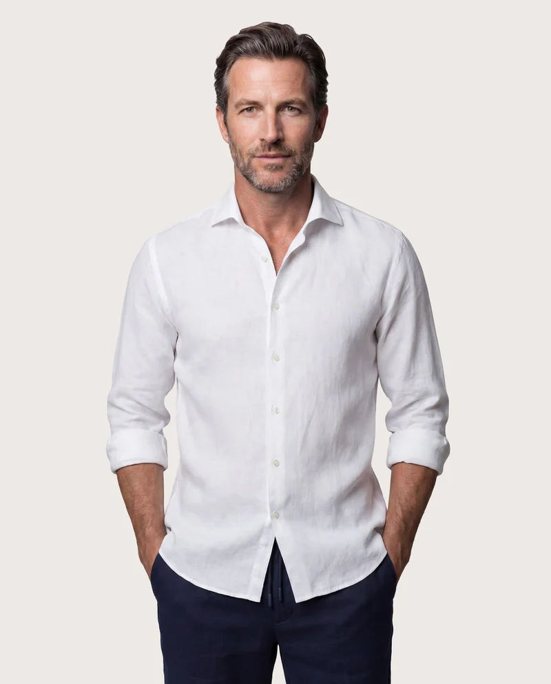 Camicissima Trendy White Linen Slim Comfort Shirt