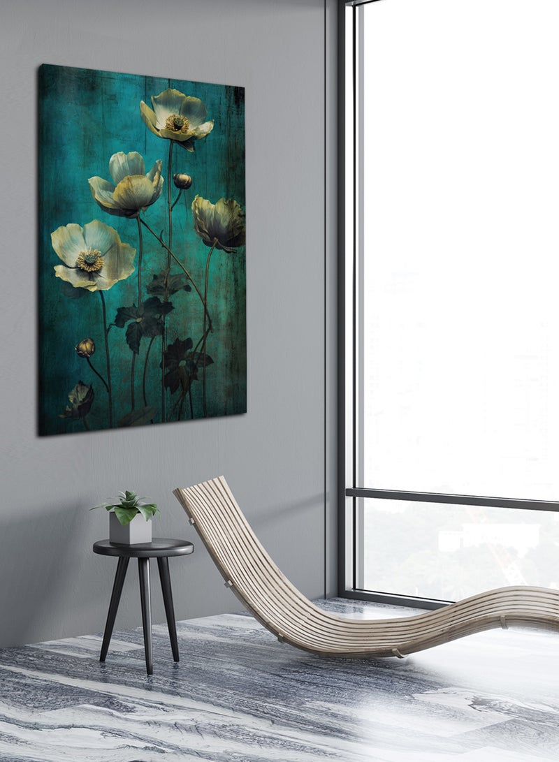 LOWHA Canvas Wall Art Stretched Over Wooden Frame with Flowers Painting - Image 2