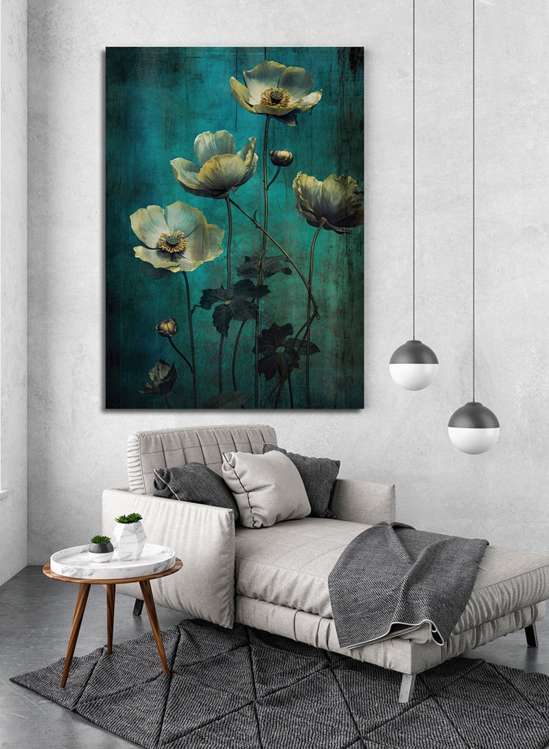 LOWHA Canvas Wall Art Stretched Over Wooden Frame with Flowers Painting - Image 3