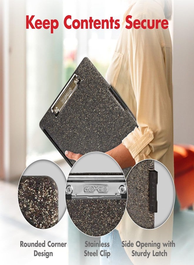 ديكساس لوحة كتابة بلاستيكية رفيعة من ديكساس سليمكيس 2 مع مساحة تخزين وفتحة جانبية، مصنوعة من الجرانيت الثقيل، لوحات كتابة للمستلزمات المكتبية لتنظيم وحمل وتخزين الأوراق، حامل A4، لوحات كتابة للرضاعة - Image 2