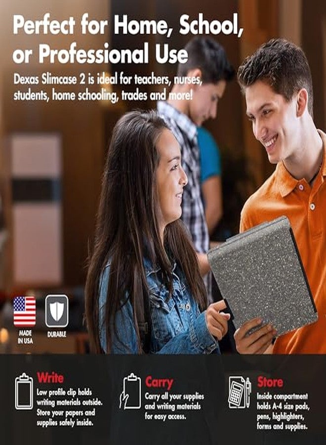 ديكساس لوحة كتابة بلاستيكية رفيعة من ديكساس سليمكيس 2 مع مساحة تخزين وفتحة جانبية، مصنوعة من الجرانيت الثقيل، لوحات كتابة للمستلزمات المكتبية لتنظيم وحمل وتخزين الأوراق، حامل A4، لوحات كتابة للرضاعة - Image 4