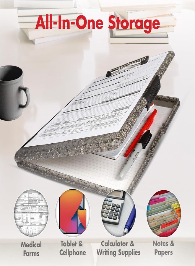ديكساس لوحة كتابة بلاستيكية رفيعة من ديكساس سليمكيس 2 مع مساحة تخزين وفتحة جانبية، مصنوعة من الجرانيت الثقيل، لوحات كتابة للمستلزمات المكتبية لتنظيم وحمل وتخزين الأوراق، حامل A4، لوحات كتابة للرضاعة - Image 3