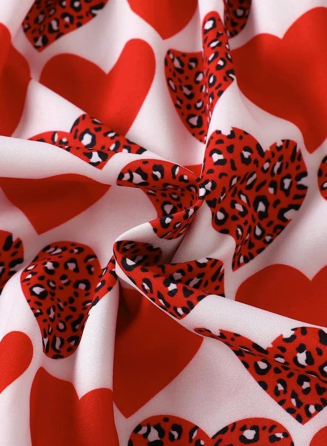 Take Two white and red Girls Red Heart Print Dress And Jacket Set for Women | Best Price UAE