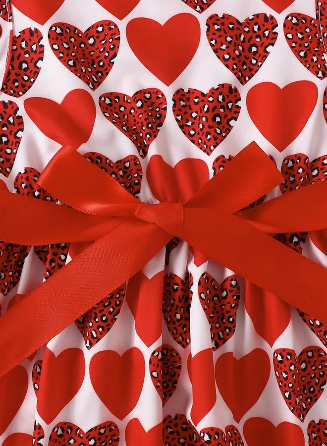 Take Two white and red Girls Red Heart Print Dress And Jacket Set for Women | Best Price UAE