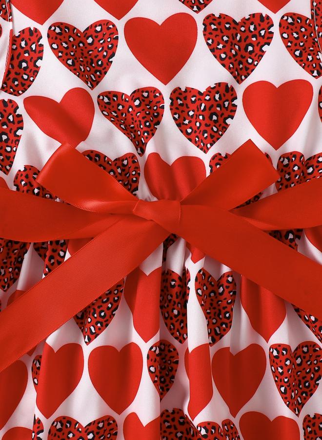 Take Two Girls Red Heart Print Dress And Jacket Set - Image 5