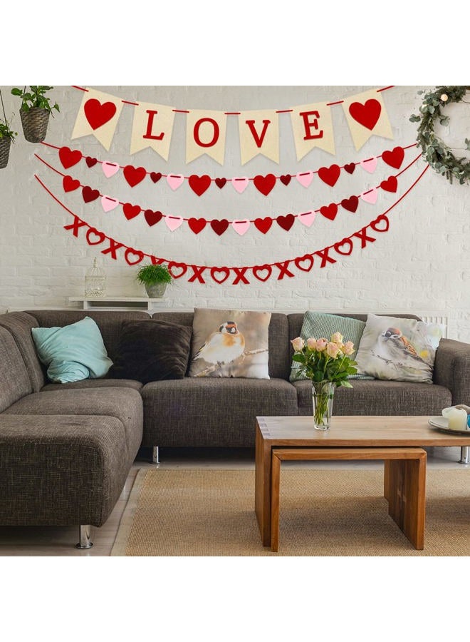 Labrostar 4Pcs Valentines Day Decorations Set Love Heart XO Garlands Banner for Engagement Wedding Party Home Classroom Office, No DIY Required - Image 4
