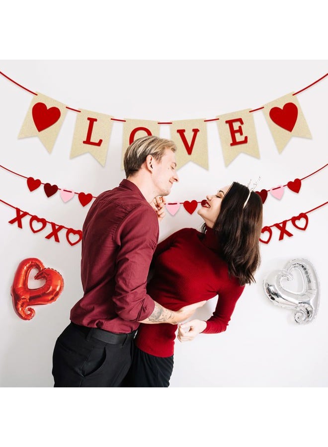 Labrostar 4Pcs Valentines Day Decorations Set Love Heart XO Garlands Banner for Engagement Wedding Party Home Classroom Office, No DIY Required - Image 5