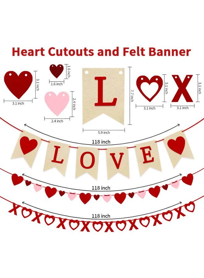 Labrostar 4Pcs Valentines Day Decorations Set Love Heart XO Garlands Banner for Engagement Wedding Party Home Classroom Office, No DIY Required - Image 2