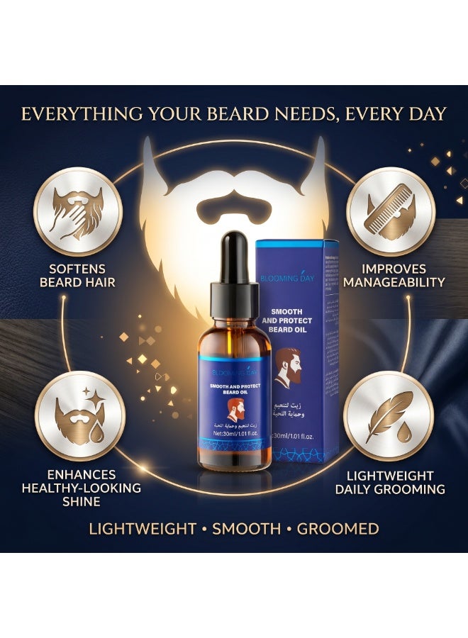 Blooming Day Smooth & Protect Beard Oil – Lightweight Non-Greasy Beard Care Oil for Soft, Smooth & Well-Groomed Beard – 30ml - Image 2