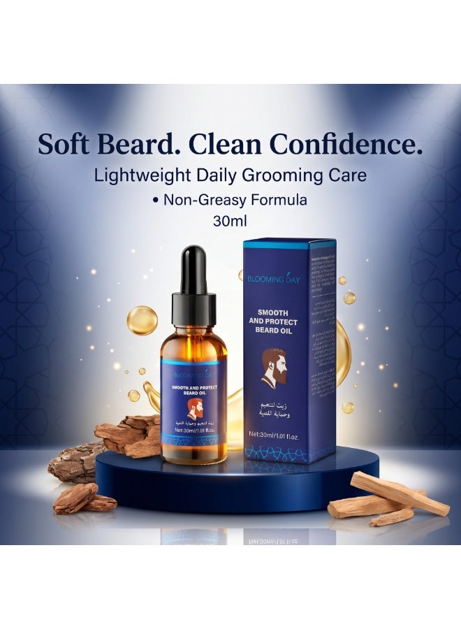 Blooming Day Smooth & Protect Beard Oil – Lightweight Non-Greasy Beard Care Oil for Soft, Smooth & Well-Groomed Beard – 30ml - Image 1