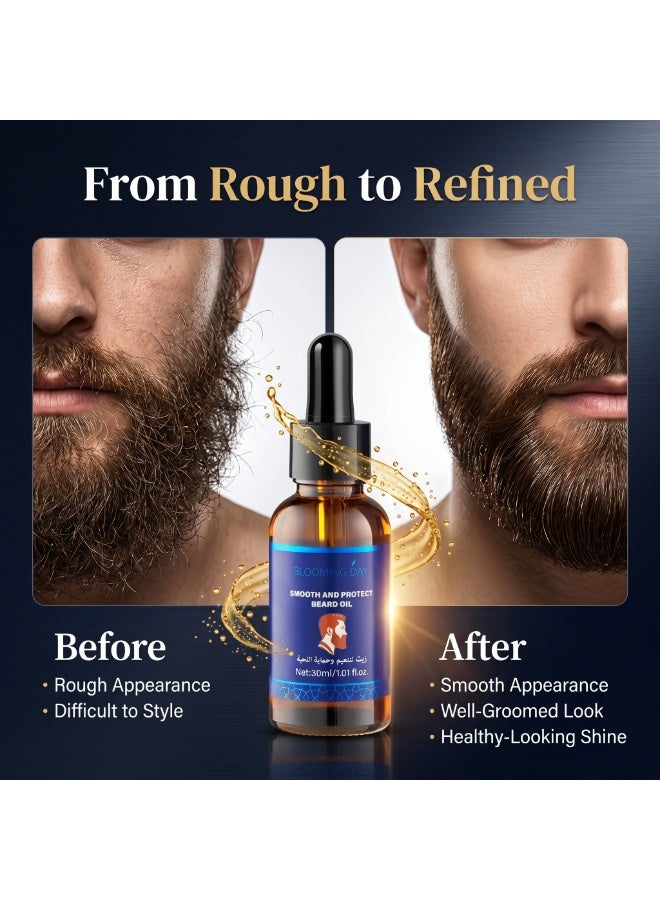 Blooming Day Smooth & Protect Beard Oil – Lightweight Non-Greasy Beard Care Oil for Soft, Smooth & Well-Groomed Beard – 30ml - Image 4