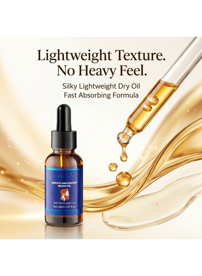 Blooming Day Smooth & Protect Beard Oil – Lightweight Non-Greasy Beard Care Oil for Soft, Smooth & Well-Groomed Beard – 30ml - Image 3