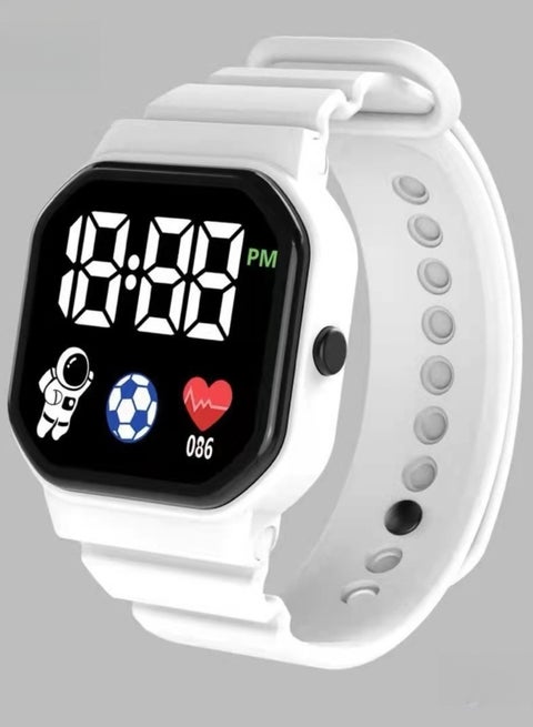 1Pcs Kids Water Resistant Digital Watch(White)