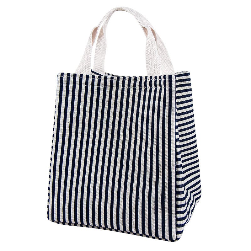 Daixers Lunch Bag Insulated Lunch Box for Women Men,Reusable Adult Lunch Tote Bags for Work or Travel (Striped Blue) - Image 1