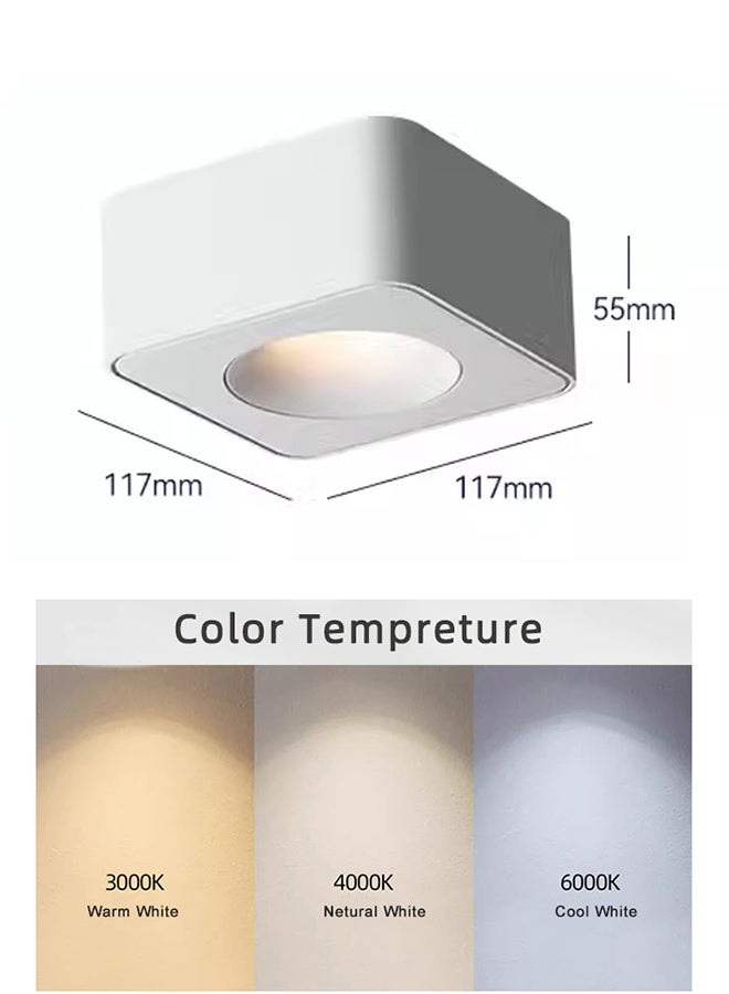 10W Square Ceiling LED Spotlights Surface Mounted Lamps Single Head With 3000K Warm White  - Image 4