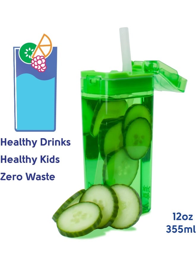 Precidio Design Drink in the Box Eco-Friendly Reusable Juice Box Container, 12 ounce, Green - Image 2