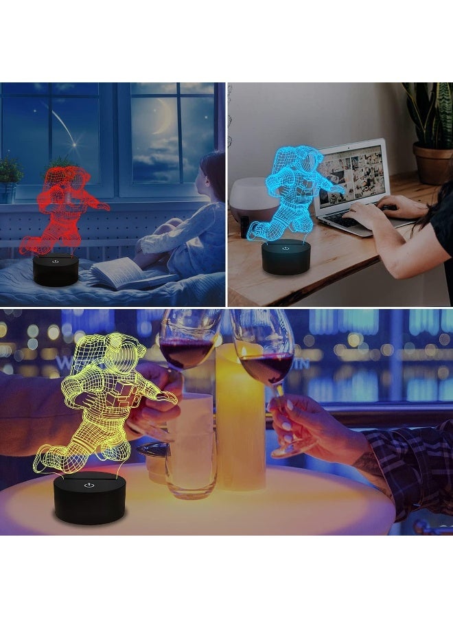 مصباح 3D شكل رائد فضاء Spaceman بإضاءة خداع بصري Astronaut LED Night Light مع 7 ألوان متغيرة ديكور لغرف الأطفال والهدايا وغرف المعيشة - Image 5