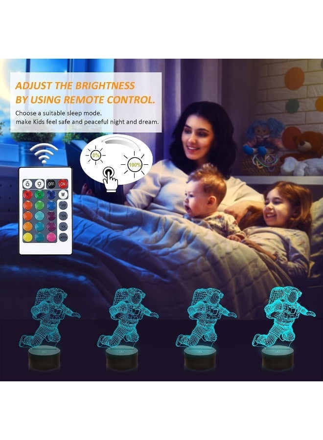 مصباح 3D شكل رائد فضاء Spaceman بإضاءة خداع بصري Astronaut LED Night Light مع 7 ألوان متغيرة ديكور لغرف الأطفال والهدايا وغرف المعيشة - Image 4