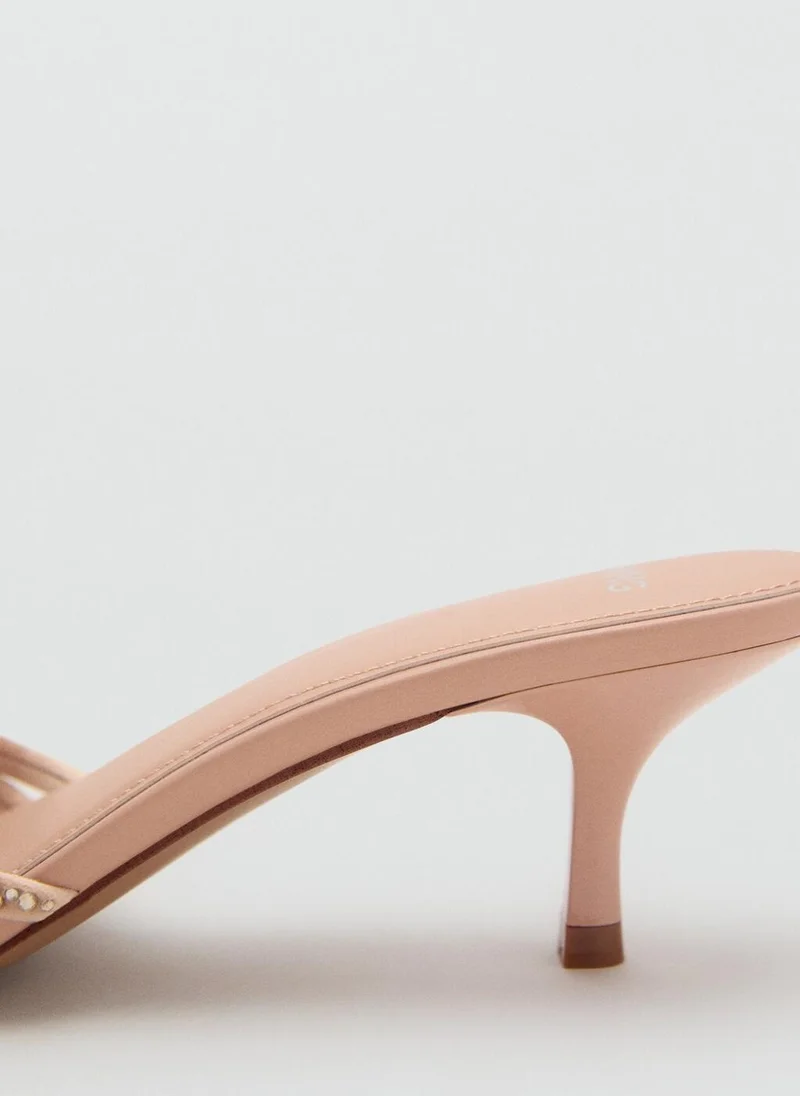 MANGO Rhinestone Kitten Heel Sandals
