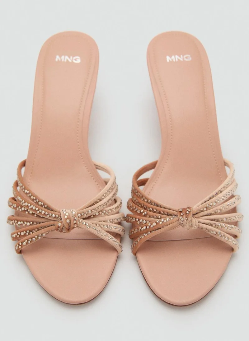 MANGO Rhinestone Kitten Heel Sandals