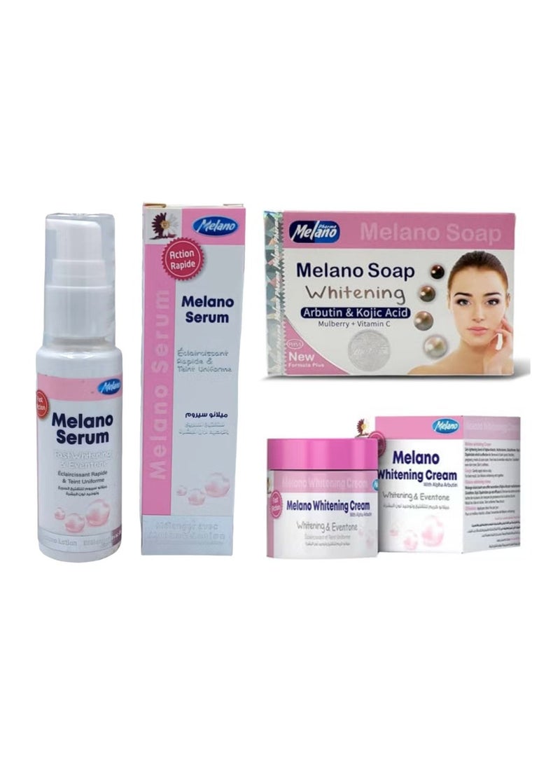 Melanofree Face Whitening Set Melano Serum, Soap And Cream - Pack of 3 - Image 1