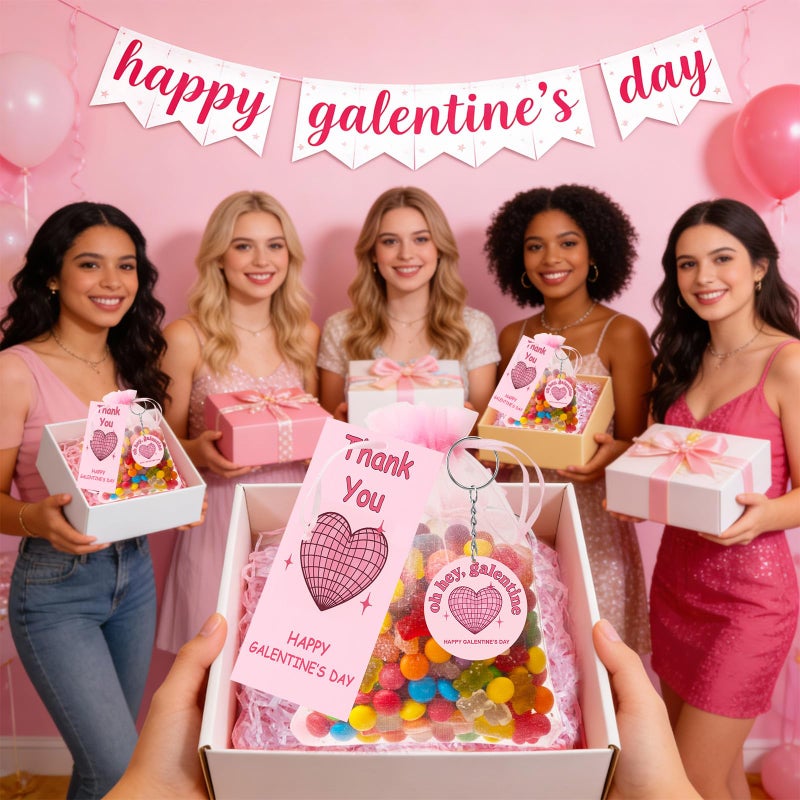 Liliaafar 12 Pcs Galentines Keychains Gifts Bulk Pink Valentine's Day Party favors Acrylic Keychains with Happy Galentine's Day Gifts for Women Lady friends teengirls Adults Accessories (Classic) - Image 5