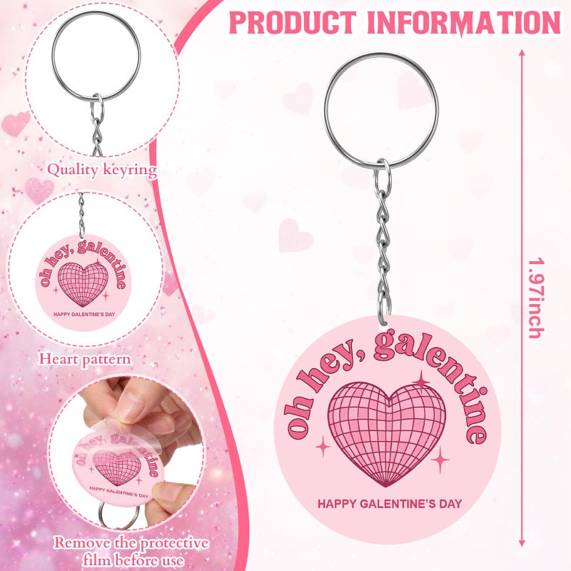 Liliaafar 12 Pcs Galentines Keychains Gifts Bulk Pink Valentine's Day Party favors Acrylic Keychains with Happy Galentine's Day Gifts for Women Lady friends teengirls Adults Accessories (Classic) - Image 2