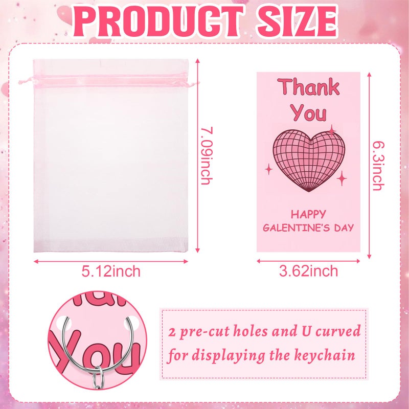 Liliaafar 12 Pcs Galentines Keychains Gifts Bulk Pink Valentine's Day Party favors Acrylic Keychains with Happy Galentine's Day Gifts for Women Lady friends teengirls Adults Accessories (Classic) - Image 3