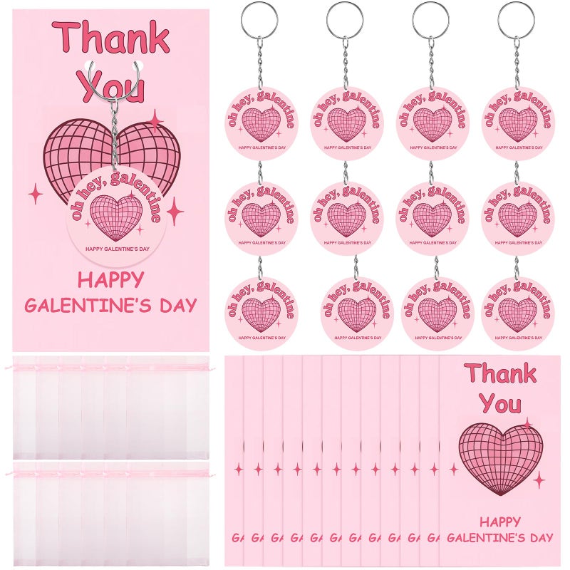 Liliaafar 12 Pcs Galentines Keychains Gifts Bulk Pink Valentine's Day Party favors Acrylic Keychains with Happy Galentine's Day Gifts for Women Lady friends teengirls Adults Accessories (Classic) - Image 1